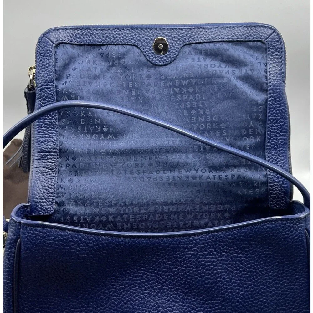 Kate Spade Miri Chester Street Handle Crossbody Bag Pebbled Leather Blue Flap